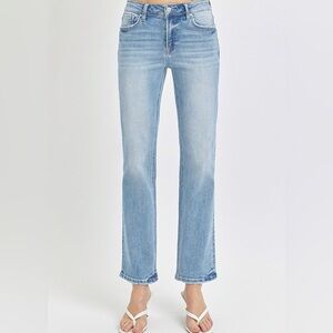 Risen Los Angeles Light Blue Denim Jeans Faded Whiskered Ankle Stretch Sz 25